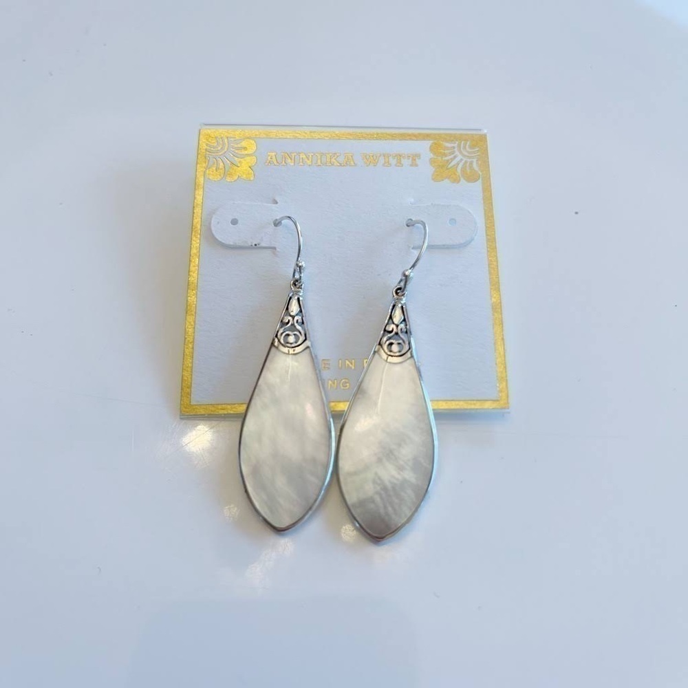 Annika Witt Sterling and Mother of Pearl Drop Earrings